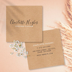 Tarjeta De Visita Cuadrada Rustic Kraft Firma