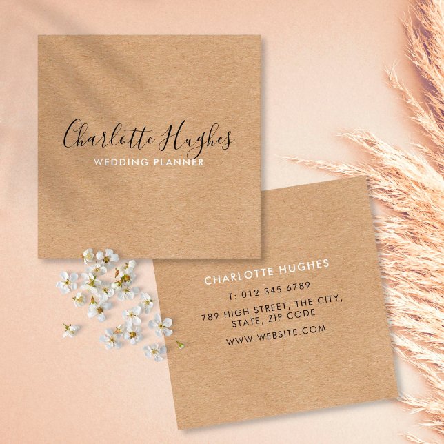 Tarjeta De Visita Cuadrada Rustic Kraft Firma (Subido por el creador)