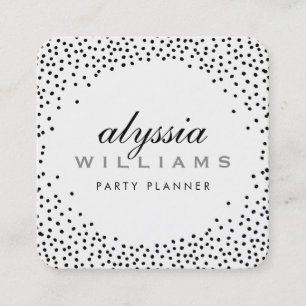 Tarjeta De Visita Cuadrada RUSTIC MINI CONFETTI lindo lujo halo blanco negro