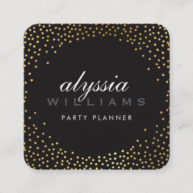 Tarjeta De Visita Cuadrada RUSTIC MINI CONFETTI lindo Relieve metalizado de o (Anverso)