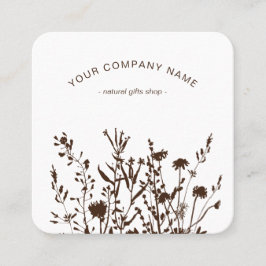 Tarjeta De Visita Cuadrada Rustic Wild Flowers Earthy Floral Sketches Logo