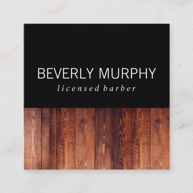 Tarjeta De Visita Cuadrada Rustic Wood Black (Anverso)