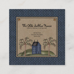 Tarjeta De Visita Cuadrada Rústica casa primitiva de salero de campo en Kraft