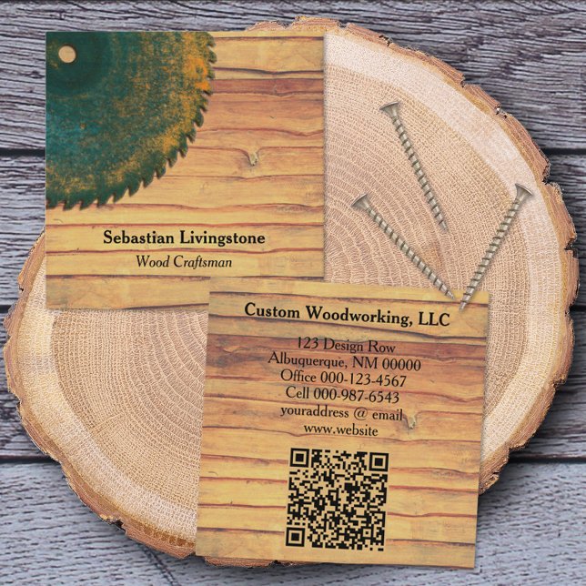 Tarjeta De Visita Cuadrada Rústica Circular Verde vio la profesión de la made (Subido por el creador)