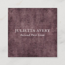 Tarjeta De Visita Cuadrada Rústico Purple Wine Linen Textura Profesional