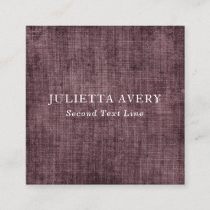 Tarjeta De Visita Cuadrada Rústico Purple Wine Linen Textura Profesional