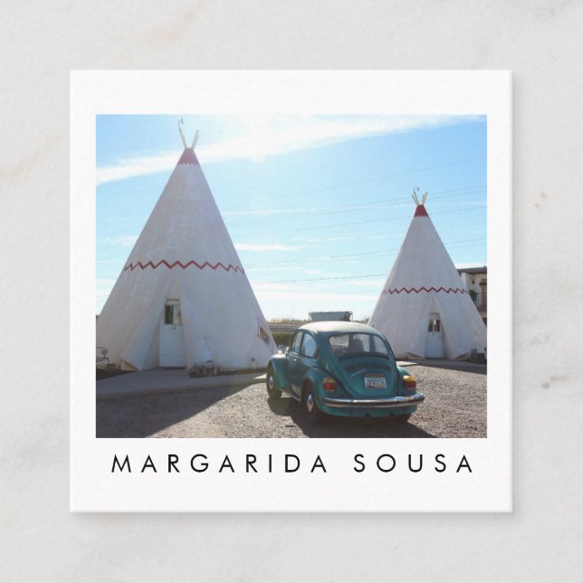 Tarjeta De Visita Cuadrada Ruta 66 TeePee Viaje Retro Viaje Turismo (Anverso)