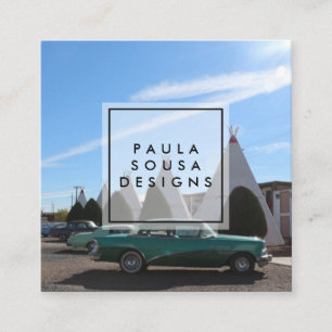 Tarjeta De Visita Cuadrada Ruta 66 TeePee Viaje Retro Viaje Turismo Retro