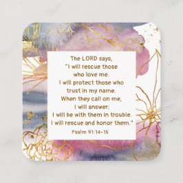 Tarjeta De Visita Cuadrada Salmo 91:14-15 El Señor dice: Rescataré la Biblia