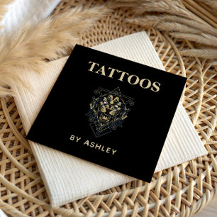 Tarjeta De Visita Cuadrada Salón de Artista de Tatuajes Tigre Animal Salvaje
