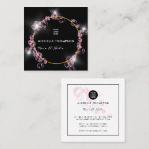 Tarjeta De Visita Cuadrada Salón de Belleza Burbuja de Jabón Rosa Brillante