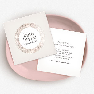 Tarjeta De Visita Cuadrada Salón de belleza de la moderna serie de plata