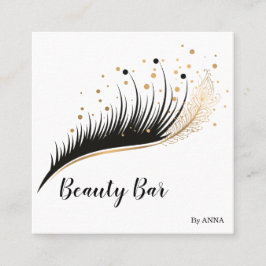 Tarjeta De Visita Cuadrada Salón de belleza de plumas de largo alcance