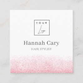 Tarjeta De Visita Cuadrada Salón de belleza de Purpurina rosa Lite