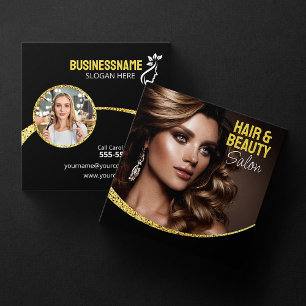 Tarjeta De Visita Cuadrada Salón de Belleza Estilista de Pelo Dorado Glamuros