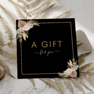 Tarjeta De Visita Cuadrada Salón de belleza floral de palmeras secas de pampa