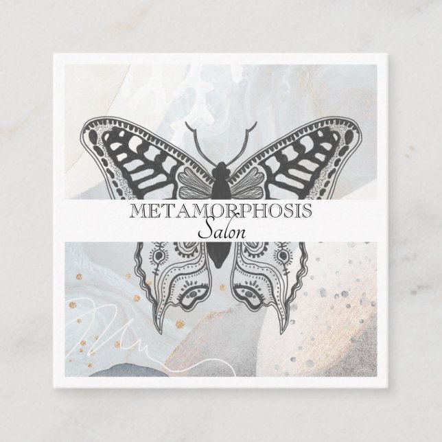 Tarjeta De Visita Cuadrada Salón De Belleza Makeup Cabello Transformado Marip (Anverso)