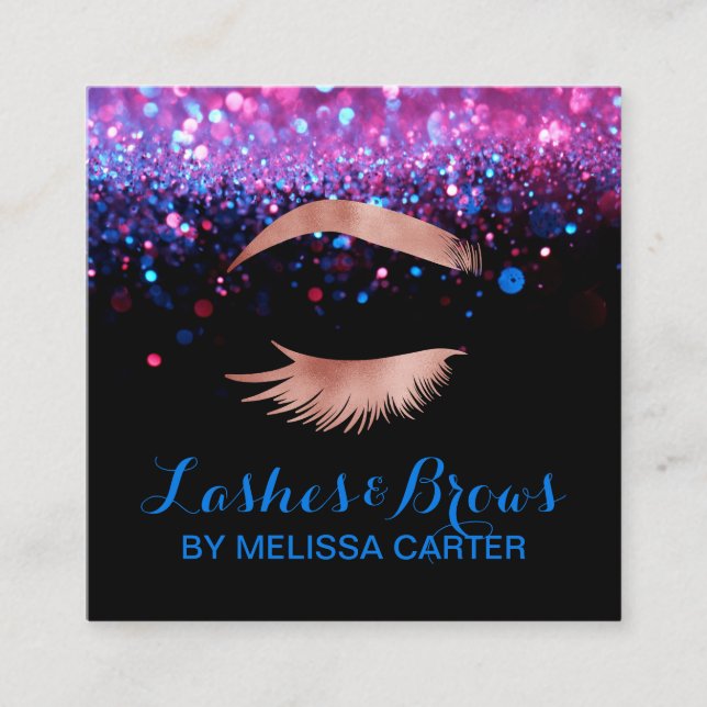 Tarjeta De Visita Cuadrada Salón De Belleza Maquillaje Artista Brows Extensio (Anverso)