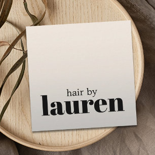 Tarjeta De Visita Cuadrada Salón de Belleza Minimalista Negro Plateado Falso