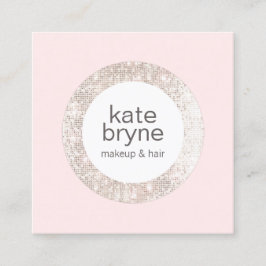 Tarjeta De Visita Cuadrada Salón de belleza moderno con secuencia rosa claro