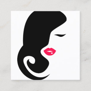 Tarjeta De Visita Cuadrada Salón de belleza negra para mujer minimalista
