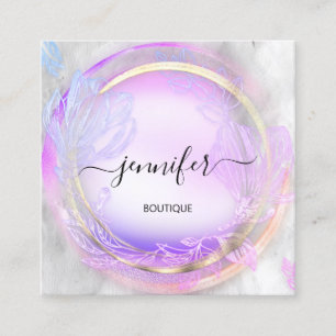 Tarjeta De Visita Cuadrada Salón De Belleza Sofá Floral Rosa QR Código Logo G