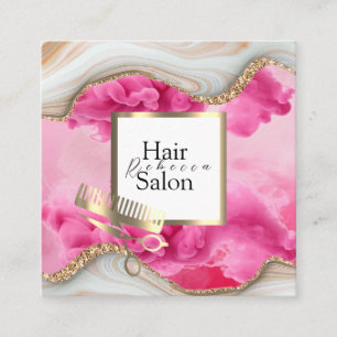 Tarjeta De Visita Cuadrada Salón de Belleza Tipografía Colorida Estilista Mod