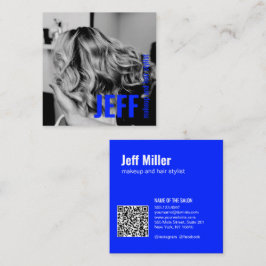 Tarjeta De Visita Cuadrada Salón de Hairstylist Personalizado de Foto Minimal