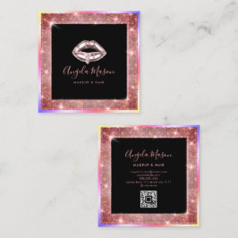 Tarjeta De Visita Cuadrada Salón de maquillaje Moda de artistas QR Código Úni