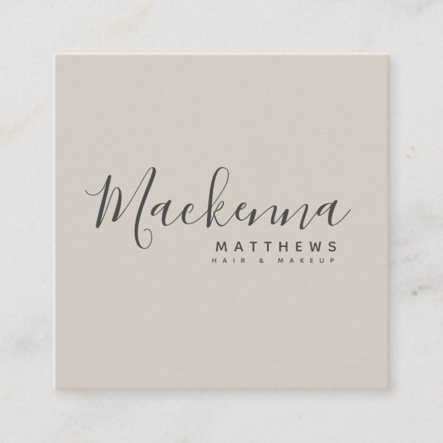 Tarjeta De Visita Cuadrada Salón de nombres personalizado de estilo moderno e (Anverso)