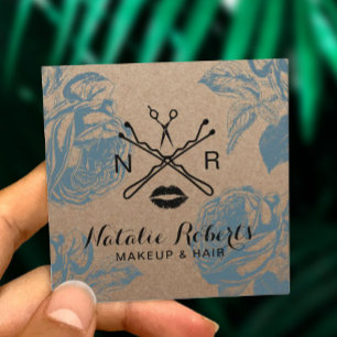 Tarjeta De Visita Cuadrada Salón de pelo del artista de maquillaje Kraft