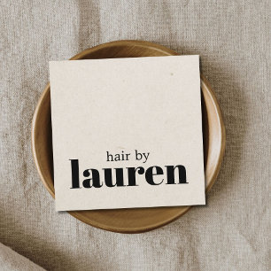 Tarjeta De Visita Cuadrada Salón de pelo negro natural negrita minimalista