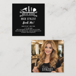 Tarjeta De Visita Cuadrada Salón de Peluquería Profesional Salón Elegante