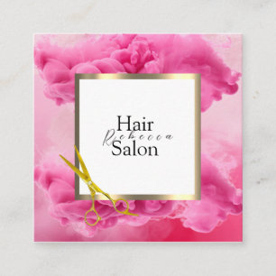 Tarjeta De Visita Cuadrada Salón de Peluquería Tipografía Colorida Estilista