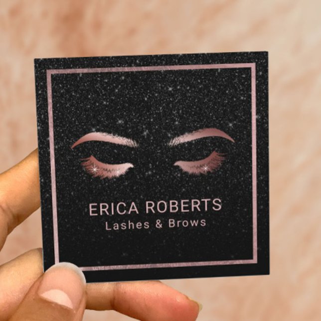 Tarjeta De Visita Cuadrada Salón de Purpurina Negro Artista de maquillaje de  (Subido por el creador)