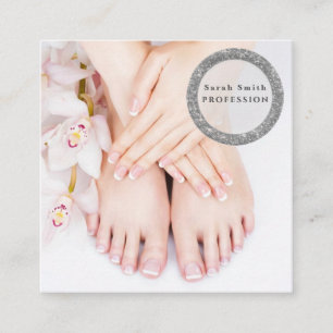 Tarjeta De Visita Cuadrada Salón de spa de pies femeninos, pedicura y manicur