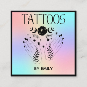 Tarjeta De Visita Cuadrada Salón de tatuajes Holográfico místico místico