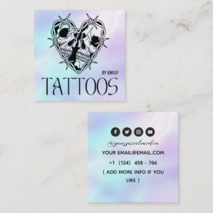Tarjeta De Visita Cuadrada Salón de Tatuajes Mariposa Celestial Holográfico