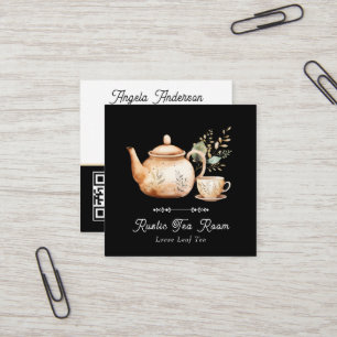 Tarjeta De Visita Cuadrada Salón de Té Tetera