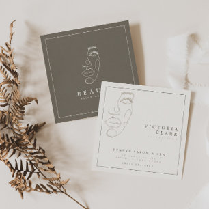 Tarjeta De Visita Cuadrada Salón Neutral Minimalista Moderno