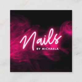 Tarjeta De Visita Cuadrada Salon/Técnico de Neón y Humo Rosa