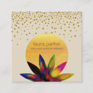 Tarjeta De Visita Cuadrada Salud curativa de la yoga del logotipo de la flor