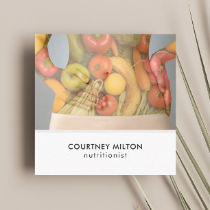 Tarjeta De Visita Cuadrada Salud elegante moderna del nutricionista de la