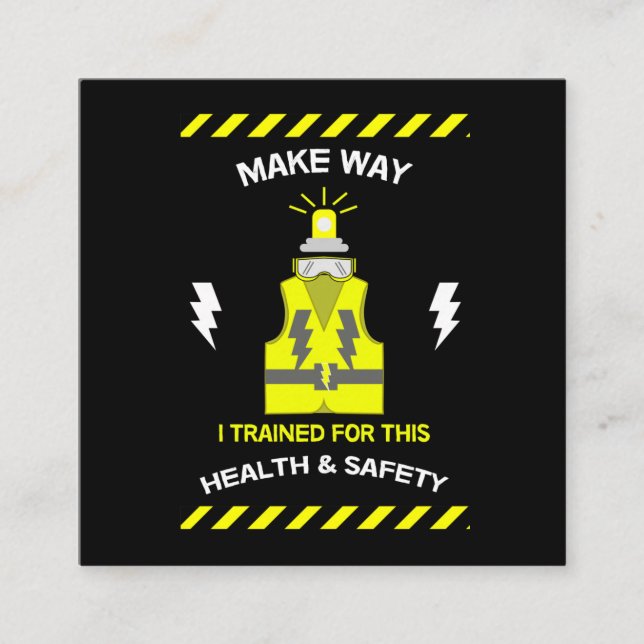 Tarjeta De Visita Cuadrada Salud Y Seguridad Divertidas | NEBOSH | Oficial |  (Anverso)