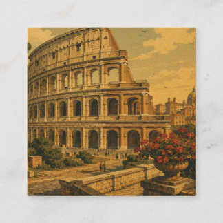 Tarjeta De Visita Cuadrada Saludos desde Roma, Italia Viajes Antiguos