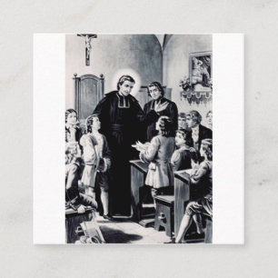 Tarjeta De Visita Cuadrada San Luis de Montfort sacerdote francés