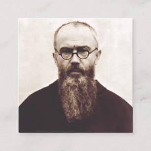 Tarjeta De Visita Cuadrada San Maximiliano Kolbe sacerdote católico polaco