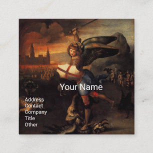 Tarjeta De Visita Cuadrada San Miguel y Dragón