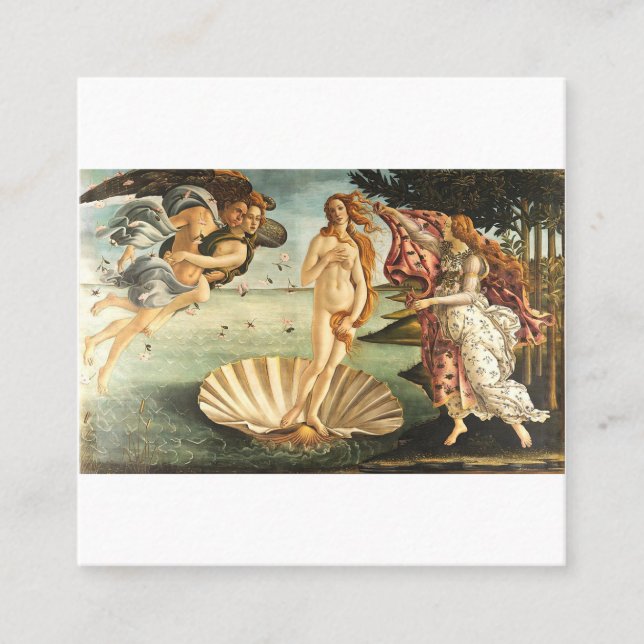 Tarjeta De Visita Cuadrada Sandro Botticelli Nacimiento De Venus (Anverso)