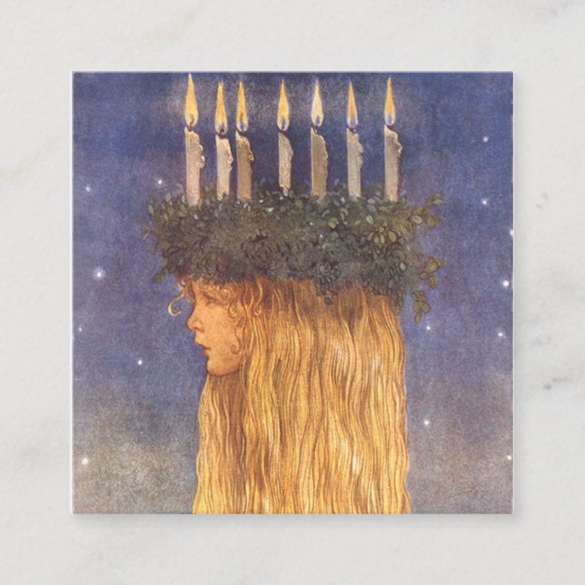 Tarjeta De Visita Cuadrada Santa Lucía John Bauer (Anverso)